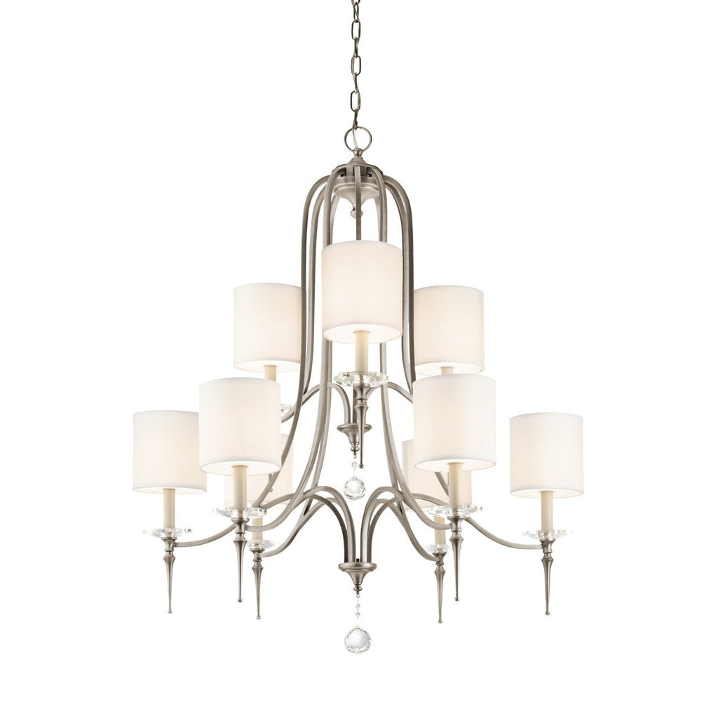 42873AP - 9 LIGHT PEWTER/SHADE CHANDELIER