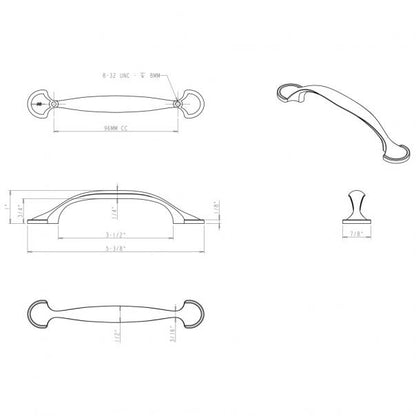 Hardware Resources 647-96SN Watervale 96mm Center to Center Cabinet Pull, Satin Nickel