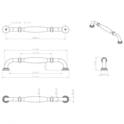 Hardware Resources 658-160PC Tiffany 160mm Center to Center Cabinet Pull, Polished Chrome