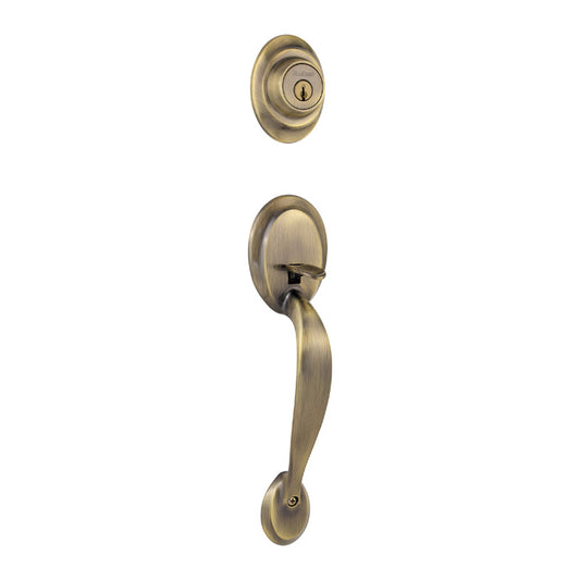 687DA-LIP-5 - Antique Brass Handleset with Single Cylinder Deadbolt