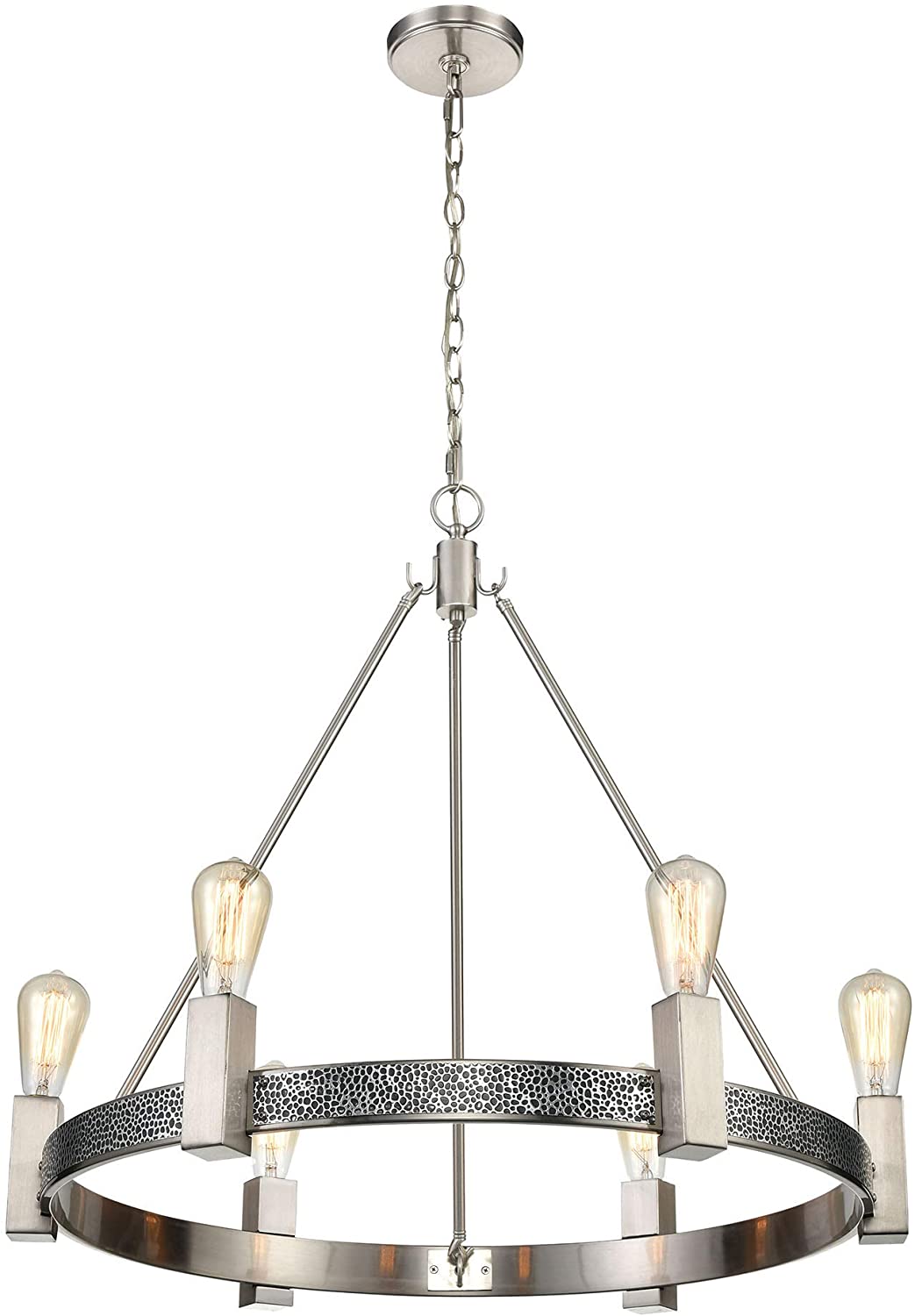 Elk Lighting D4452 Impression 6 Light Chandelier, Silver and Satin Nickel