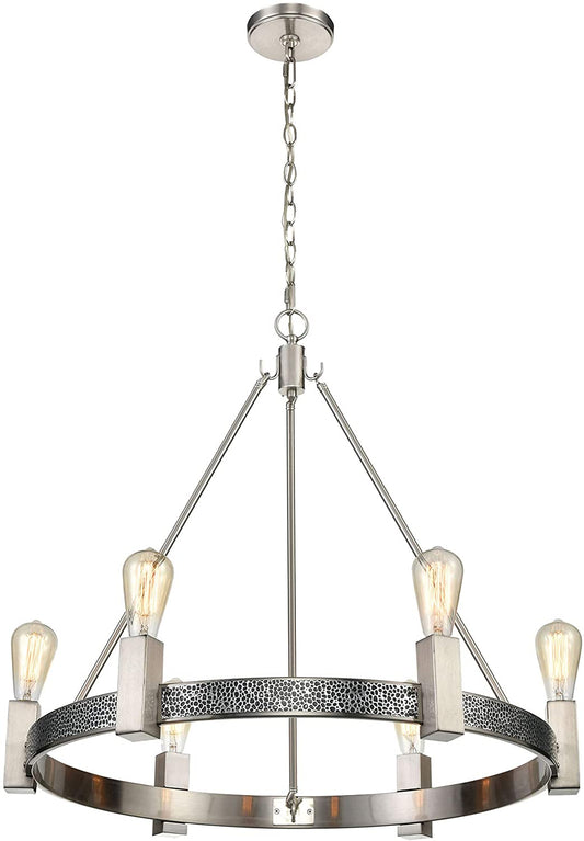 Elk Lighting D4452 Impression 6 Light Chandelier, Silver and Satin Nickel