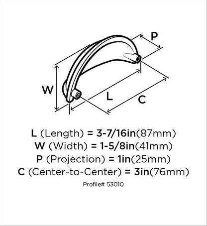 Amerock BP53010G10 CUP PULLS 3" (76mm) Center-To-Center Cup Pull