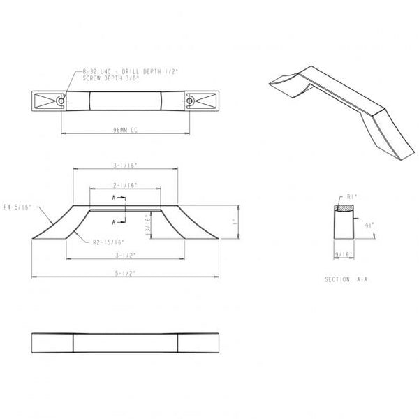 Hardware Resources 798-96PC Royce 96mm Center to Center Square Cabinet Pull, Polished Chrome