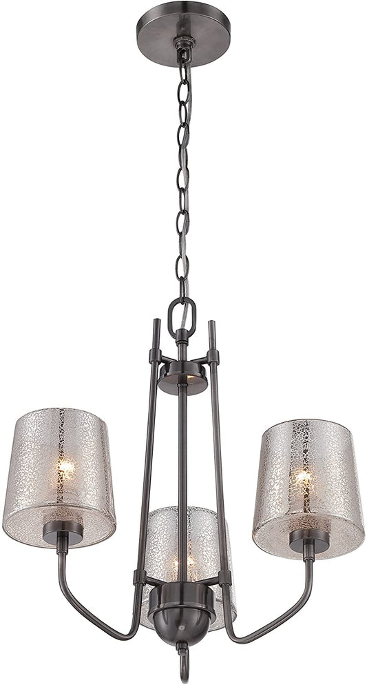 Varaluz Lighting 253C03BC Meridian 3 Light Chandelier, Black Chrome