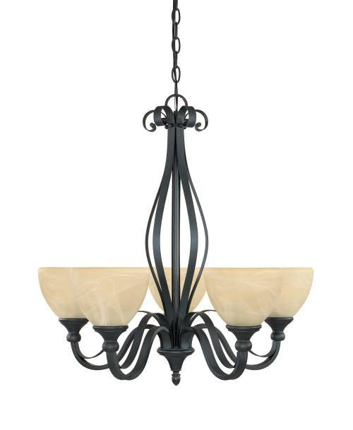 82885-BNB - Burnished Bronze 5 Lt. Del Amo Chandelier - Designers Fountain - IN STOCK LIGHTING - Chandelier