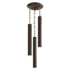 86787 - Black with Brass Chain 3 Light Foyer Chandelier