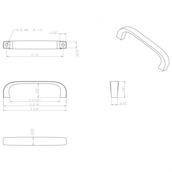 Hardware Resources 984-3PC Slade 3" Center to Center Cabinet Pull, PC