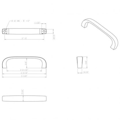 Hardware Resources 984-3PC Slade 3" Center to Center Cabinet Pull, PC