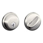 B60619-SK - Satin Nickel Keyed Entry Dead Bolt - Schlage - IN STOCK LIGHTING - Door Hardware