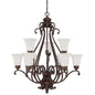 3019WB-223 - 9 Light 60W(M) Weathered Brown Chandelier