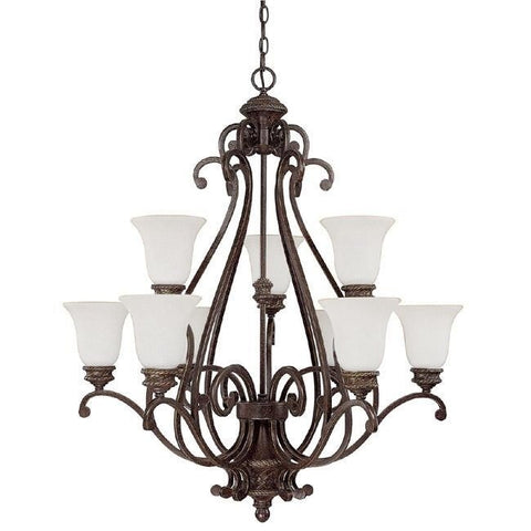 3019WB-223 - 9 Light 60W(M) Weathered Brown Chandelier