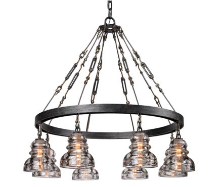 F3136 - 8 Light Menlo Park Chandelier, Old Silver Finish
