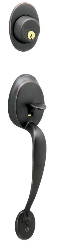 F358PLY716 - Aged Bronze Plymouth Keyed Entry Handleset - Schlage - IN STOCK LIGHTING - Door Hardware