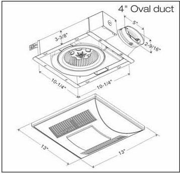FV-08VSL-3 - 80 CFM BATH FAN W 2LT 13W HEATER