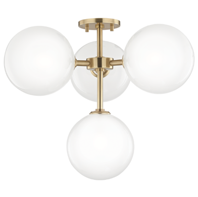 Mitzi H122604-AGB Ashleigh LED 20 inch Semi-Flush mount, Aged Brass