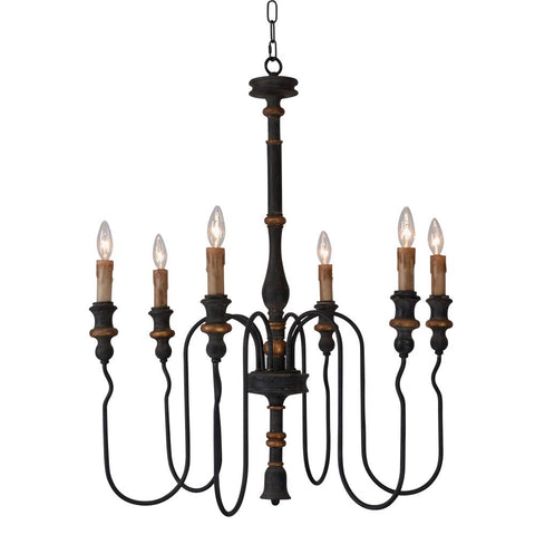 Terracotta Lighting H8103-6 Ayako Chandelier, Black and Gold