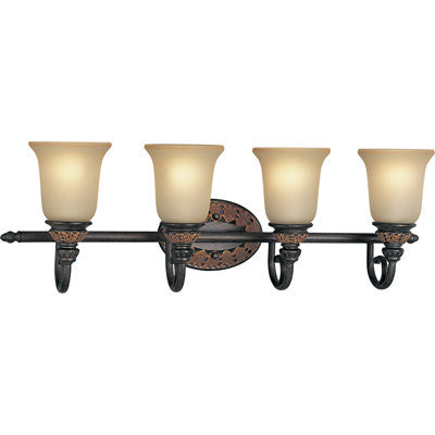 P3037-92C - Old Iron Crackle 4 Lt. Barcelona Bath Vanity - Progress Lighting - IN STOCK LIGHTING - Vanities