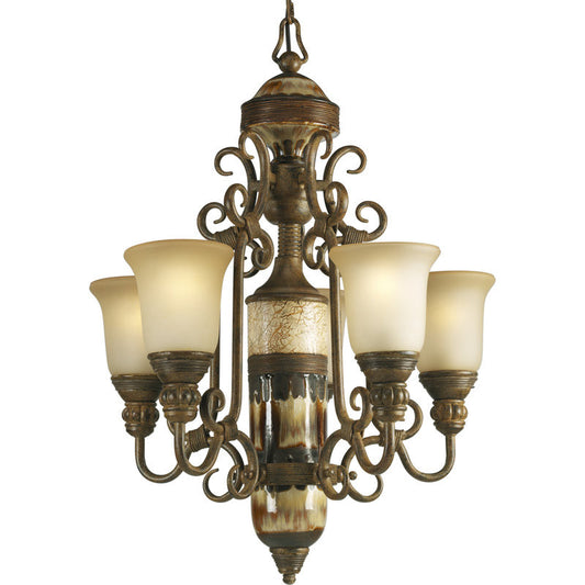 P4395-111 - Desert Sand 5 Lt. Bella Rustica Chandelier - Progress Lighting - IN STOCK LIGHTING - Chandelier