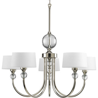 P4674-104 - Polished Nickel 5 Lt. Fortune Chandelier - Progress Lighting - IN STOCK LIGHTING - Chandelier