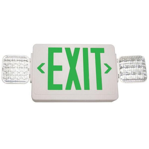 GVLED-1-WH-EL90 - Green Letter Exit Light LED Combo