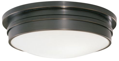 Robert Abbey Z1317BZ Flush Mount with White Frosted Glass Shade, Bronze