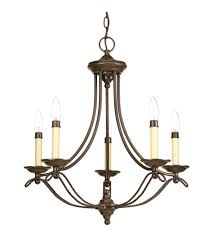 P4057-20 - 5 Light Avalon Chandelier, Light Bronze with White Candles