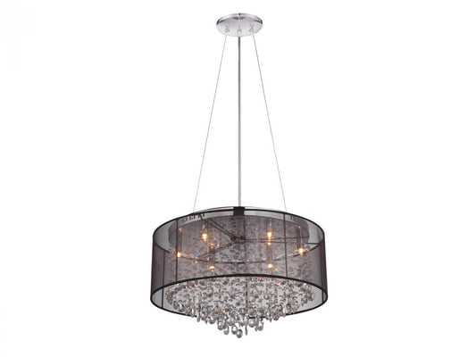 HF1505-BLK - 6LT G9 CRYSTAL BLK CHANDELIER
