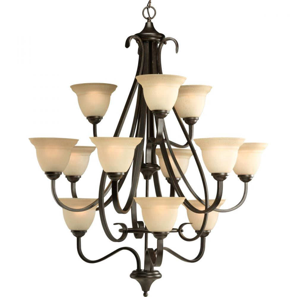 P4419-77 - Forged Bronze 12 Lt. Torino Chandelier - Progress Lighting - IN STOCK LIGHTING - Chandelier