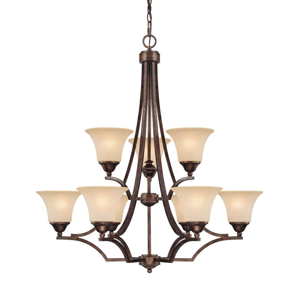 4029RT-114 - 9 Light Chandelier, Rustic Finish